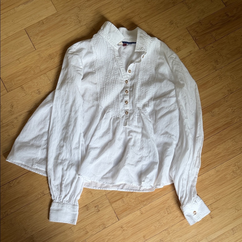 Pilcro White Pintuck Button-Front Blouse